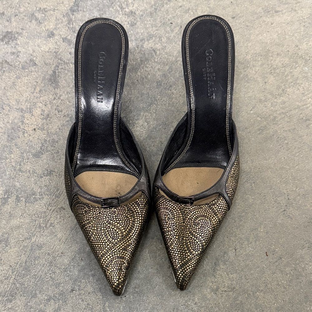 Cole Haan Women's Black and Gold Embellished Heels